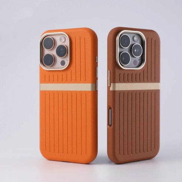 MagSafe-Compatible Ribbed Faux Leather iPhone Case – Magnetic Shock-Resistant Business Cover